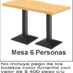 NO ES MENTIRA Tributo al Musical Mesa 6 Personas con 2 Botella o Vale De $ 2,000 pesos (No Incluye Pago de los Boletos Color Amarillo de 400 pesos cada uno)