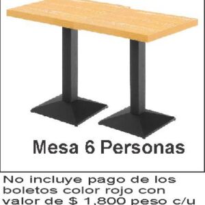 NO ES MENTIRA Tributo al Musical Mesa 6 Personas con 2 Botella o Vale De $ 2,000 pesos (No Incluye Pago de los Boletos Color Rojo de 1,800 pesos cada uno)